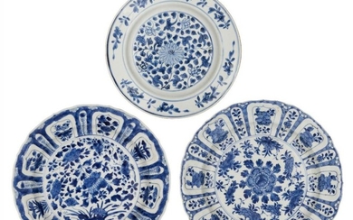 Three Chinese porcelain plates, Kangxi and 18th...