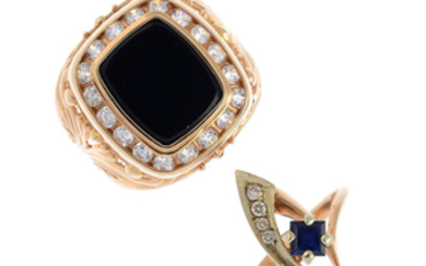 Three items of sapphire, diamond and gem-set jewellery.