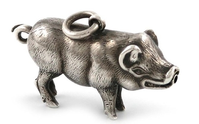 A Victorian novelty silver pig propelling pencil, by...