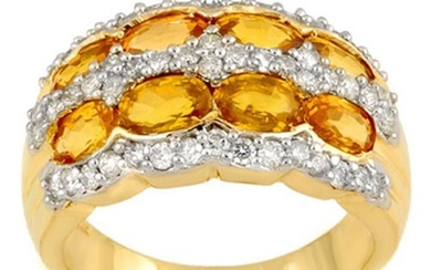 3.75 ctw Yellow Sapphire & Diamond Ring 14k Yellow Gold