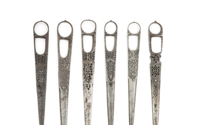 Six pairs of steel qalamdan scissors