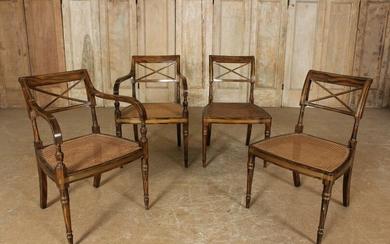 4 Empire Style Grain Paint Decorated Dining Chairs