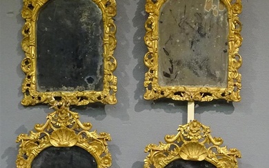 (-), 4 Louis XV-stijl spiegels in goudbeschilderde composiet...