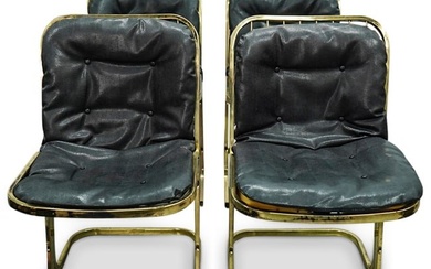 (4 Pc) Mid Century Modern Gilt Brass Chairs