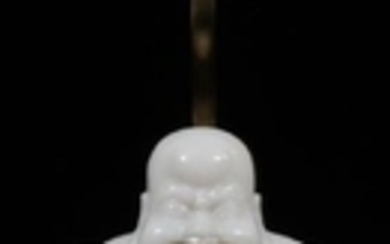CHINESE CARVED JADE BUDDHA MOUNTED AS LAMP