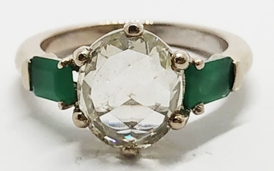 Platinum diamond(3.6ct) and emerald ring.