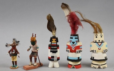 (5) Vintage Hopi Kachina Figure - Hand Painted/Carved