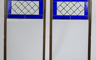 (2) American stained glass windows, 51"h