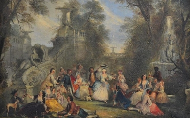 Attributed to Henry Andrews (1794-1868) Fête champêtre and a game...