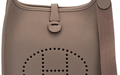 Hermès Gris Asphalt Evergrain Leather Evelyne TPM Bag with...