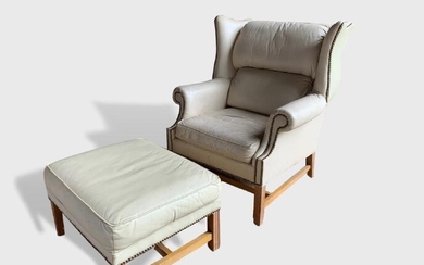 1950's Chippendale Style Wing Chair And Ottoman