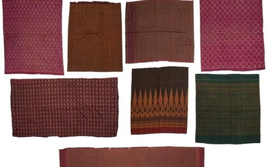 (8) old Southeast Asian silk Ikat textiles
