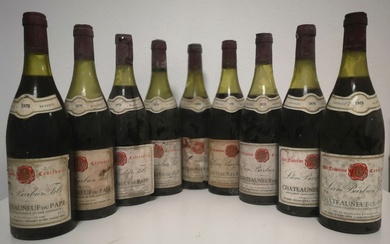 9 Bouteilles CHÂTEAUNEUF DU PAPE - Léon Barbier Fils 1978 Étiquettes abîmées. Capsules abimées. Coulantes.