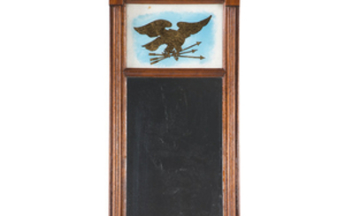 Federal style mahogany & eglomise looking glass