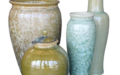 Collection of Crystalline Glazed Ceramics in Green