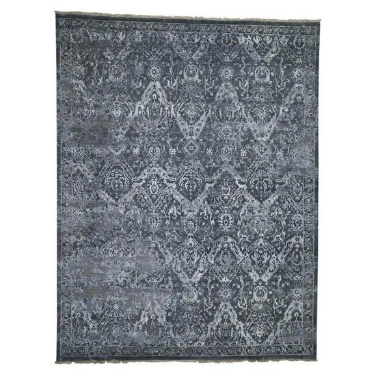 Broken Persian Design Wool And Silk Oriental Rug