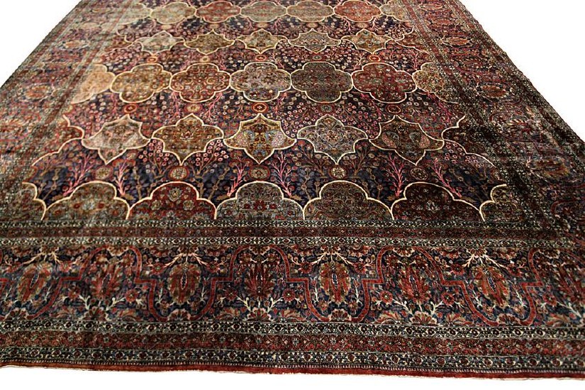 Antique Persian Mohtasham Kashan Rug Manchester Wool