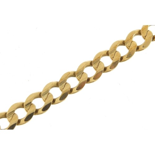 9ct gold curb link bracelet, 22cm in length, 28.7g