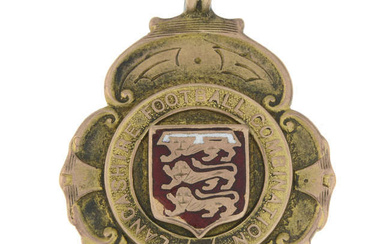 9ct gold enamel football medallion pendant