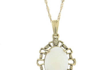 9ct gold opal pendant, with chain