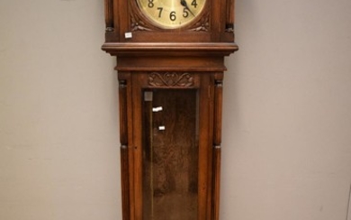 A CARVED TIMBER LONG CASE CLOCK