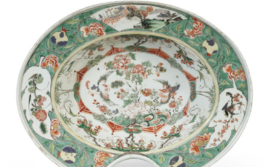 A CHINESE EXPORT PORCELAIN FAMILLE VERTE BARBER'S BASIN KANGXI PERIOD...