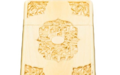A CHINESE IVORY CARD CASE, PROBABLY CANTON, SECOND HALF...