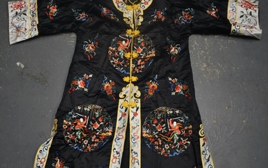 A CHINESE REPUBLICAN PERIOD SILK EMBROIDERED ROBE decorated ...