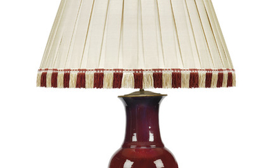 A CHINESE SANGE DE BOEUF VASE, 19TH CENTURY, ADAPTED AS A TABLE LAMP
