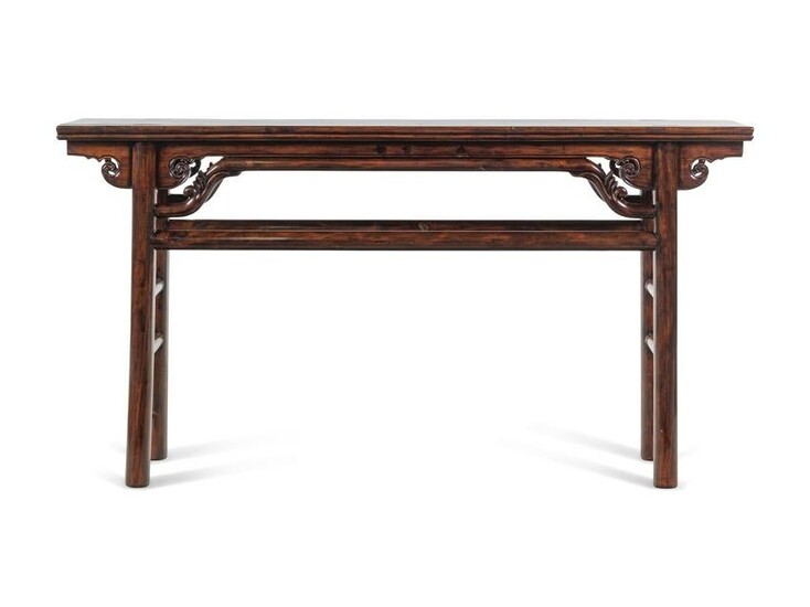 A Chinese Carved Nanmu Scroll Table