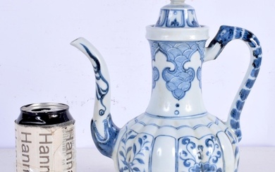 A Chinese porcelain blue and white ewer decorative with foli...