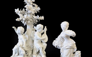 A Derby Bisque Porcelain Figure Group, circa 1780, as three...