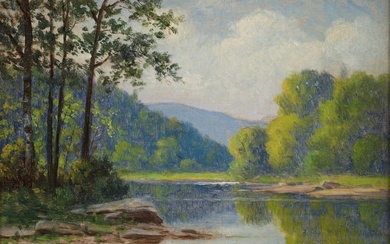 A. F. King Scalp Level Landscape with Lake Oil on Canvas