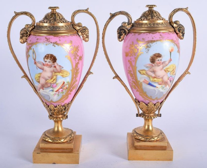 A FINE PAIR OF 19TH CENTURY FRENCH ORMOLU SEVRES