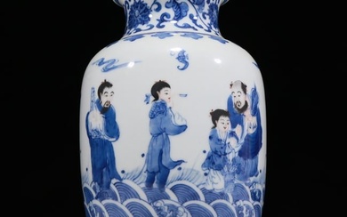 A Fabulous Blue And White Polychrome 'The Eight Immortals Crossing The Ocean' Vase