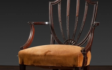 A Federal Carved Mahogany Open Armchair