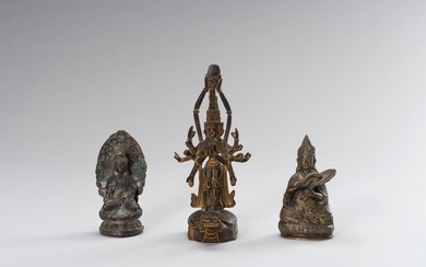 A GROUP OF THREE BRONZE FIGURES
