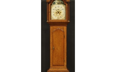 A George III Lincolnshire oak longcase clock, 30.5cm arched ...