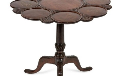 A George III Style Carved Mahogany Tilt-Top Supper
