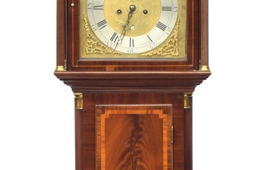 A George III mahogany long cased clock with swan neck pedime...
