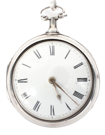 A George III silver pair cased open faced pocketwatch