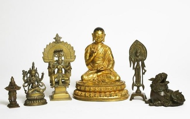 A Group of Six Chinese, Himalayan, and South Asian Bronzes
