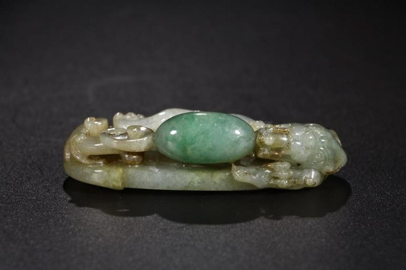 A JADEITE PENDANT WITH DRAGON SHAPED