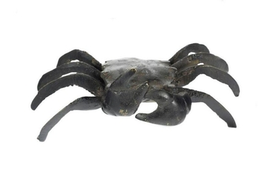A Japanese bronze crab paperweight. Edo period.