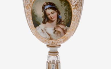 A LARGE 19TH C. OVERLAY BOHEMIAN GLASS VASE
