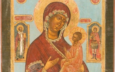 A LARGE ICON SHOWING THE TIKHVINSKAYA MOTHER OF GOD AND