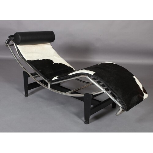 A Le Corbusier LC4 style chaise longue upholstered in black ...