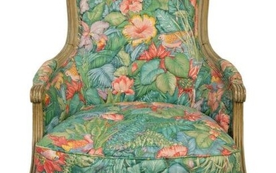 A Louis XVI Style Painted Bergere Height 36 x widh 27 x