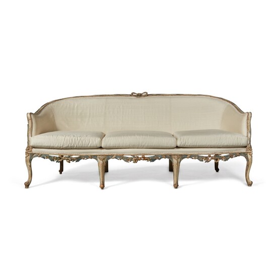 A North Italian Late Rococo Carved and Polychrome Sofa, Third Quarter 18th Century, A North Italian Late Rococo Carved and Polychrome Sofa, Third Quarter 18th Century