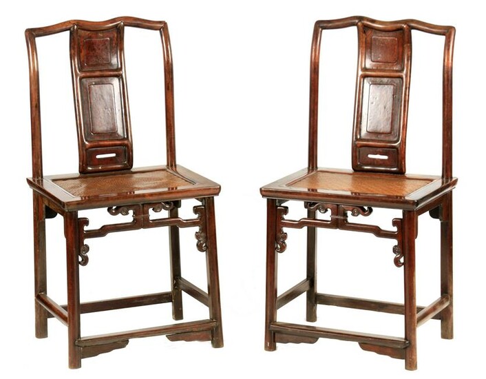 A PAIR OF 18TH CENTURY CHINESE HARDWOOD SIDE CHAIRS
